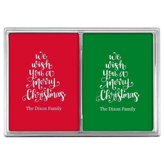 Hand Lettered We Wish You A Merry Christmas Double Deck Playing Cards